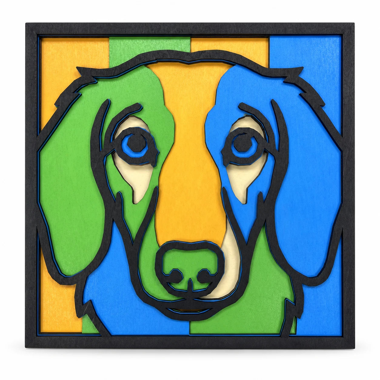 Meadow color set basswood five-layer portrait of a long-eared dog