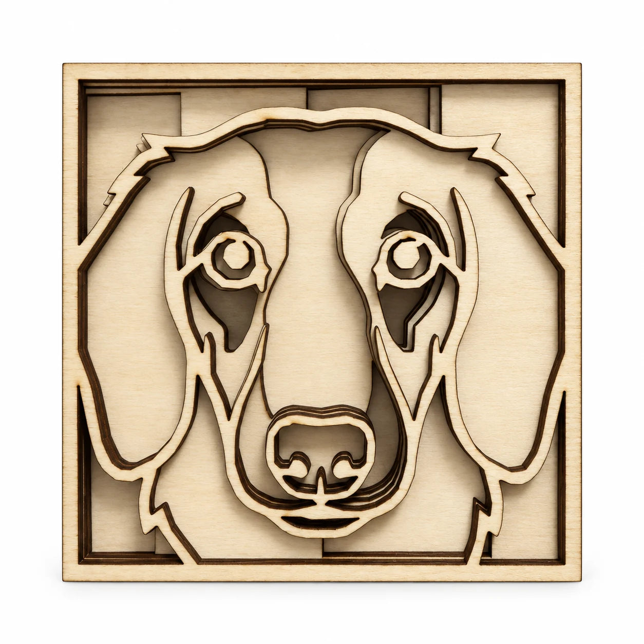 Natural basswood five-layer portrait of a long-eared dog