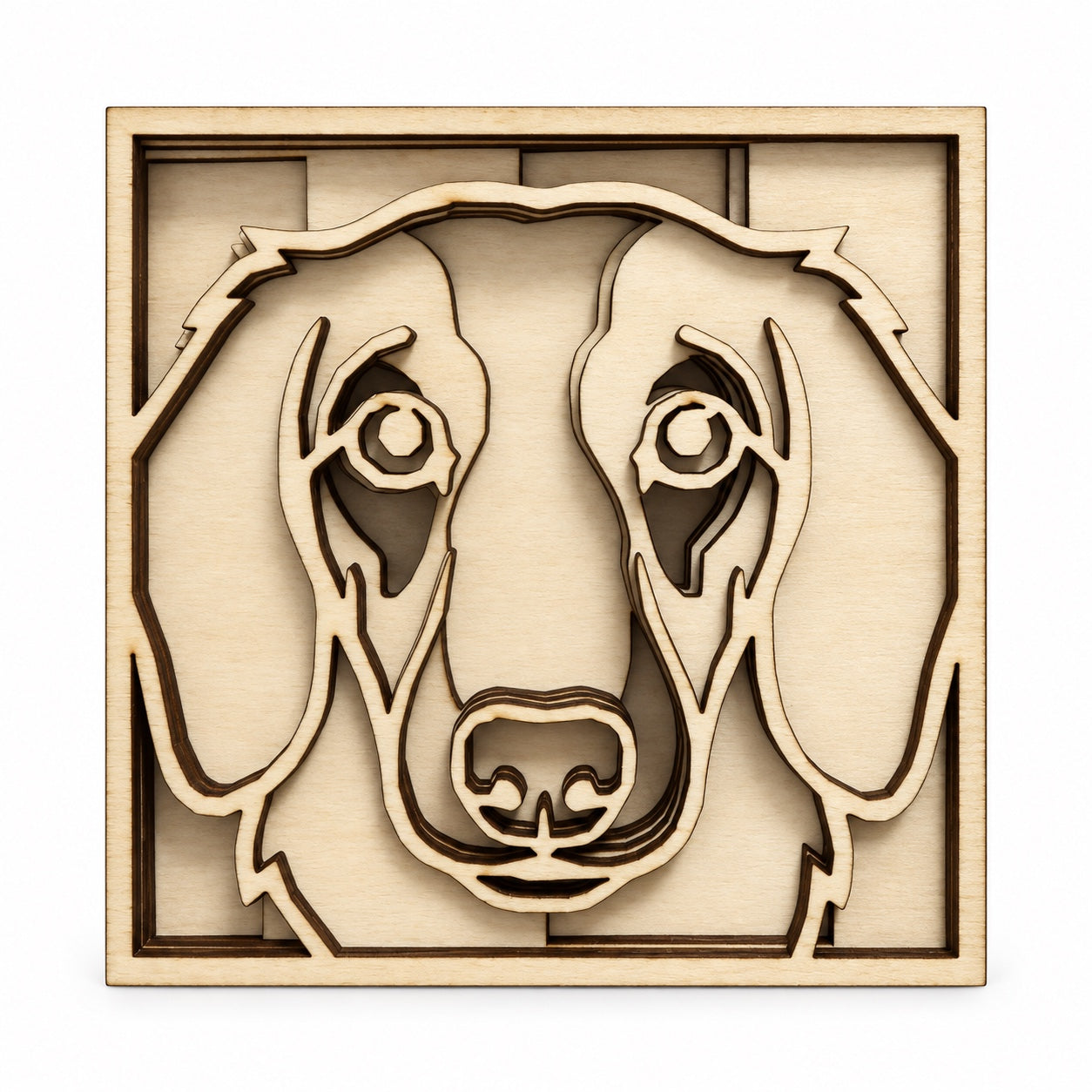 Natural layered basswood dog portrait reference